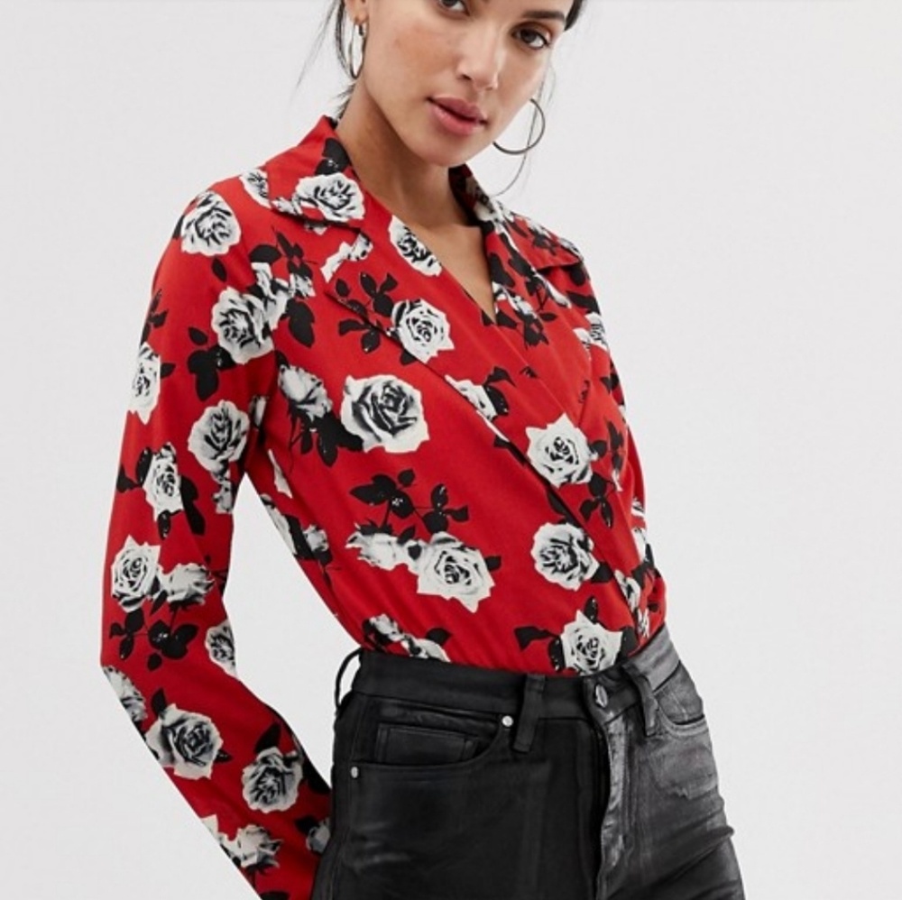 ASOS Parisian Floral Wrap Bodysuit - Picture 1 of 2